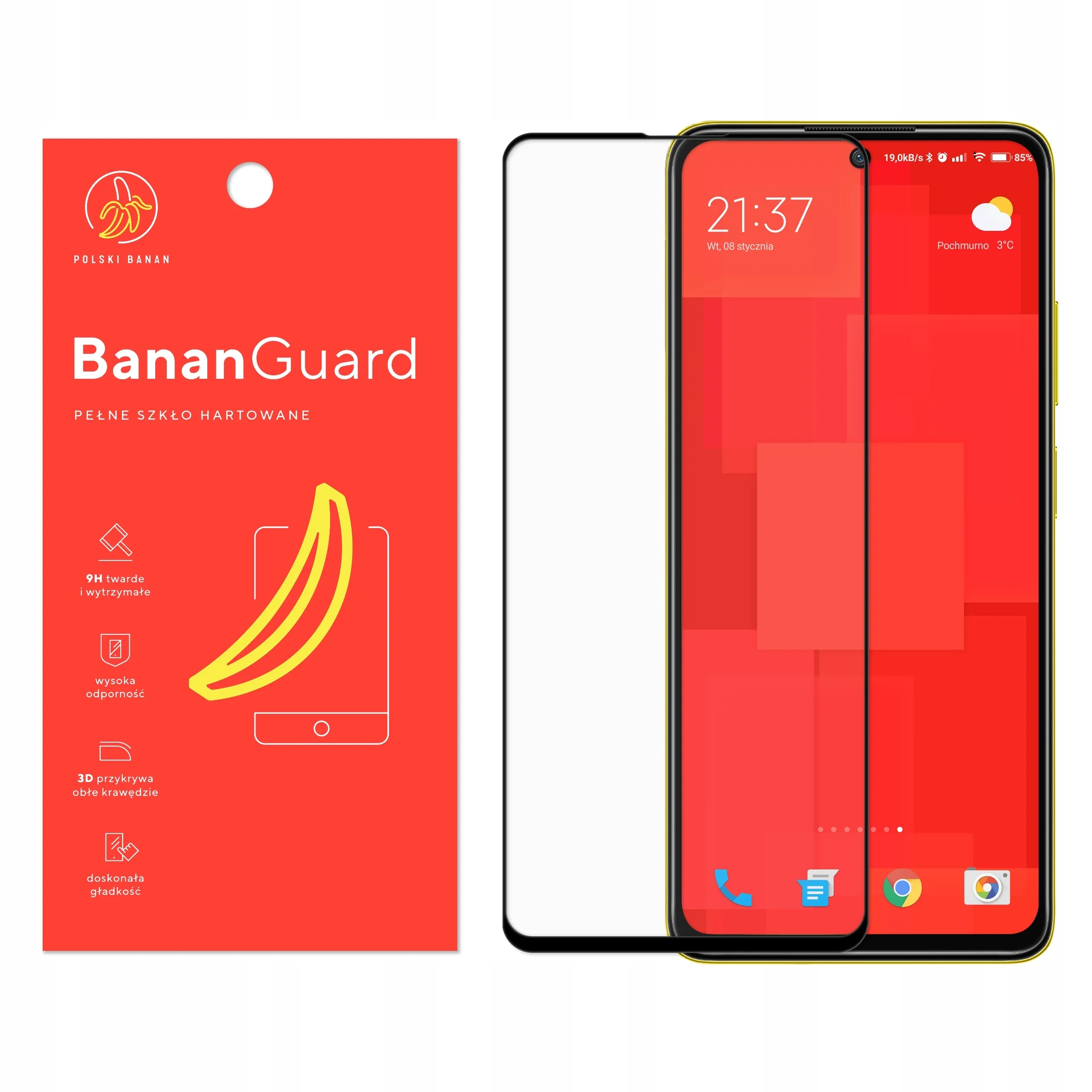 Szkło hartowane 5D Polski Banan BananGuard w kolorze czarnym do Xiaomi POCO X4 Pro 5G